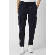 Van Heusen Men Navy Blue Solid Casual Joggers