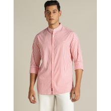 Dockers Men Striped Red Classic Fit Shirt