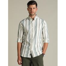 Dockers Men Striped Green Classic Fit Shirt