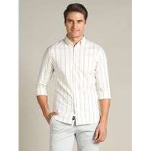 Dockers Men Striped Beige Classic Fit Shirt