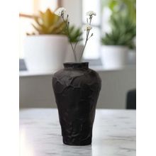 Aarvi Decor Black Glazed Atelier Ceramic Amphora Shaped Vase