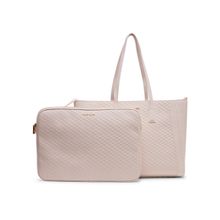 Anne Klein White Textured Tote Bag with Laptop Sleeve & Detachable Strap