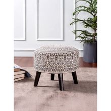 Nestroots Grey Cotton Canvas Wooden Ottoman