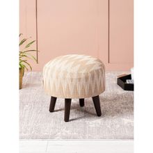 Nestroots Beige Cotton Wooden Ottoman