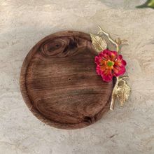 Mason Home Hibiscus Round Wooden Tray Brown