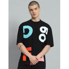 Griffel Men GFL09 Drop Shoulder Oversized Puff Print Black T-shirt