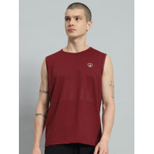 Griffel Men Teddy Logo Sleeveless Maroon T-shirt