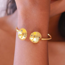 Pipa Bella by Nykaa Fashion Statement Gold Toned Round Cuff Bracelet
