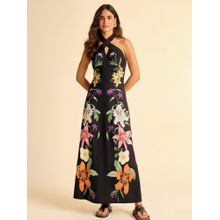 WomanLikeU Black Floral Printed Maxi Dress