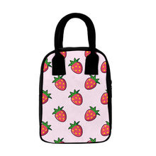 Crazy Corner Strawberry Printed Insulated Canvas Lunch Bag