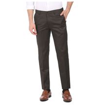 Arrow Men Dark Olive Madison Fit Solid Formal Trousers