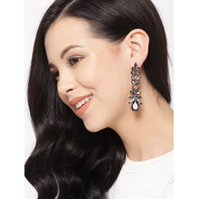 Youbella Black Gold-Plated Stone Studded Contemporary Drop Earrings