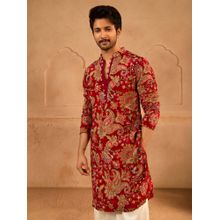 Vastramay Maroon Embroidered Regular Kurta