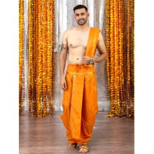 TATTVA Mens Orange Toned Ethnic Dhoti with Angavastram (Shalya) (Set of 2) (40)