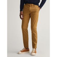 GANT Men Brown Solid Slim Fit Trouser