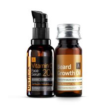 Ustraa 20% Vitamin C Face Serum & Beard Growth Oil Combo