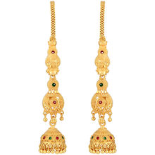 Asmitta Traditional Meenakari Gold-toned With Long Patta Chain Brass Jhumki Earring
