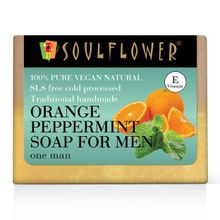 Soulflower Organic Orange Peppermint Handmade Bathing Soap with Vitamin C for Acne