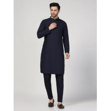 KISAH Men Navy Blue Kurta with Trouser(Set of 2)