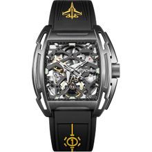 CIGA DESIGN Men Z Series Aircraft Carrier Silver Rectangular Dial Watch - Z061-IPTI-W5BK (M)