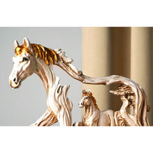 The Artment Feng Shui Galloping Horse - Rustic Table Accent White,Gold