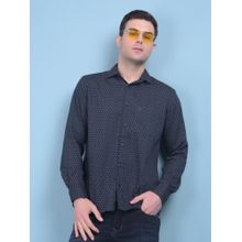 CRIMSOUNE CLUB Mens Printed Navy Blue Stretchable Shirt