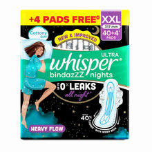 Whisper Bindazzz Nights 44 XXL Sanitary Pads, Upto 0% Leaks All Night Long