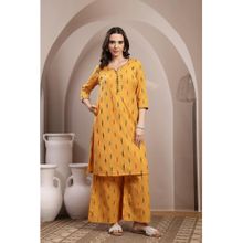Zelena Mustard Yellow Ikat Print Maternity Kurta Set