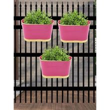 Ecofynd Oval Purple 12 Inches Balcony Railing Planter (Set Of 3)