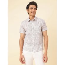 Fabindia White Cotton Hand Block Printed Regular Shirt