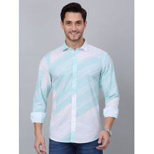 Cantabil Men Aqua Blue Printed Full Sleeve Shirt