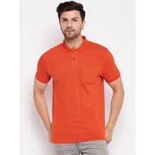 98 Degree North Mens Cotton Lycra Orange Polo Neck T-Shirt