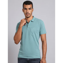 VENITIAN Men Solid Polo Neck Green Cotton T-shirt With Pocket