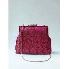Praccessorii Brocade Collection Clutch With Detachable Strap - Red