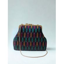 Praccessorii Ikat Collection Clutch With Detachable Strap - Black