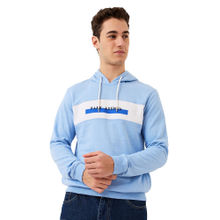 Park Avenue Men Slim Fit Colorblock Medium Blue Hoodie