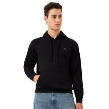 Park Avenue Men Slim Fit Solid Black Hoodie