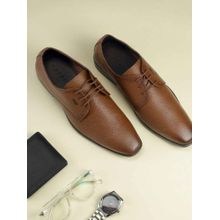 Metro Men Tan Leather Lace-Up Derbies
