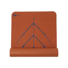 Tego Stance Reversible 6 mm Yoga Mat with GuildAlign (With Bag) - Bronze and Navy Blue
