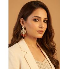 PAYA SUNSET WHISPERS - Natural Carnelian and Kundan Chandelier Drops & Danglers Earrings