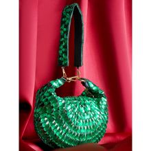 A Clutch Story Emerald Glow Handbag with Detachable Strap (Set of 2)