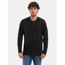 Jockey US87 Men Super Combed Cotton Rich Solid Henley T-Shirt - Black