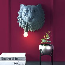 The Artment Illuminated Lion Shape Resin Wall Lamp For Home Décor Grey