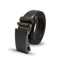 The Tie Hub Dark Brown Croc-Textured Pu Leather Belt
