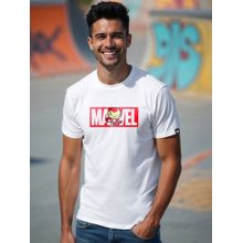 Bewakoof Official Marvel Men's White Ironman Graphic Printed T-shirt