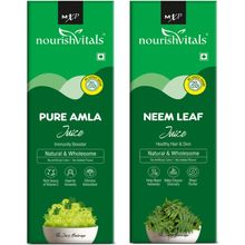 Nourish Vitals Healthcare Juices Combo - Pure Amla Juice + Neem Leaf Juice