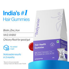 Be Bodywise Biotin Hair Gummies - Zinc, Fibre, Multivitamin For Stronger Hair, Nails -No Added Sugar