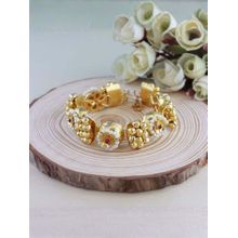 I Jewels Women Pearls Antique Gold-Plated Wraparound Bracelet