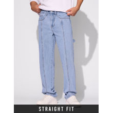 The Souled Store Mens Light Blue Straight Fit Jeans