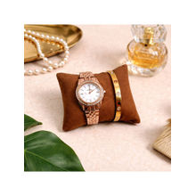 The Big Trove Caramel Brown Velvet Watch & Bracelets Organizer Pillow